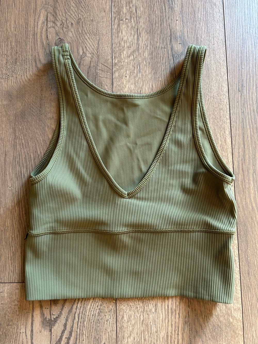 Lululemon Ribbed V-Neck Crop Tank - Olive Green